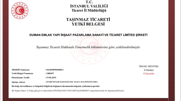 TAŞINMAZ TİCARETİ YETKİ BELGESİ