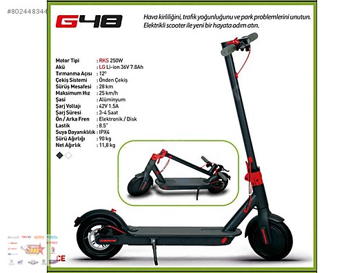 Rks G 48 Elektrikli Scooter Elektikli Kaykay Elektrikli Motoshop