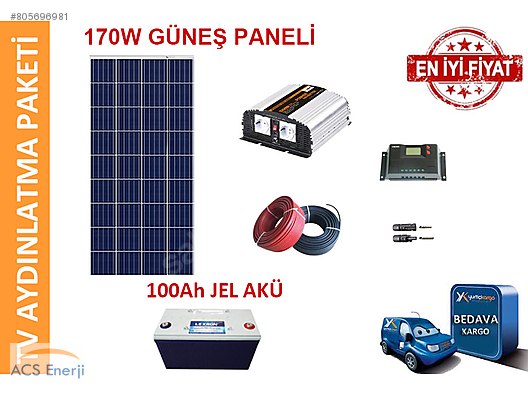 Gunes Enerjisi Paneli Sistemi Tv Aydinlatma Paketi